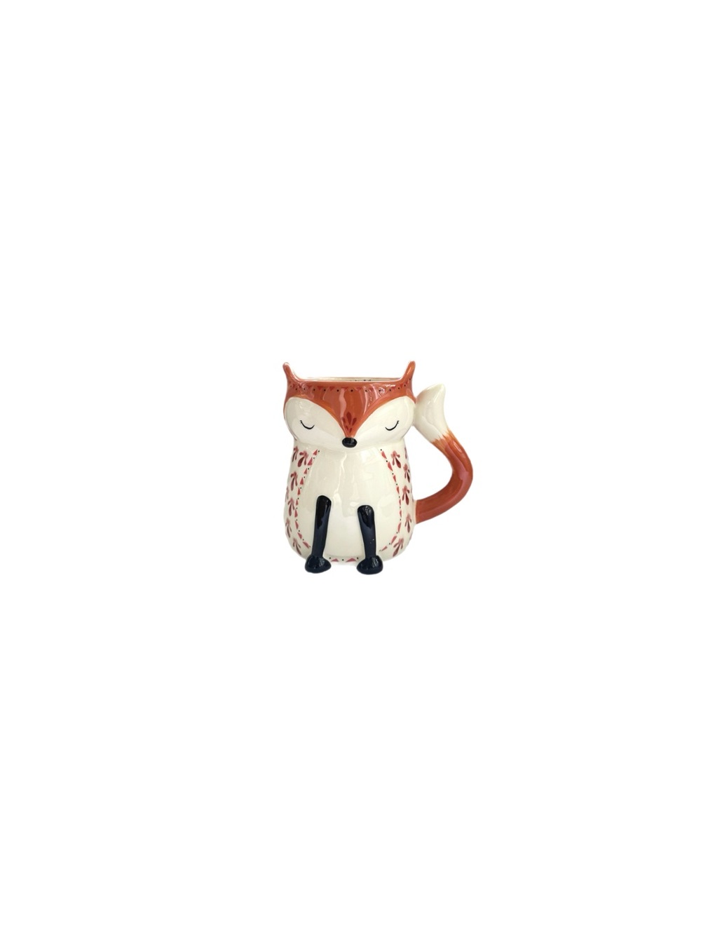 Natural Life Fox Shaped Whimsical Painted Details Ceramic Mug